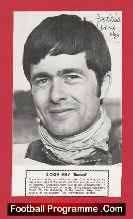 Reading Speedway Dickie May Signed Autograph Picture