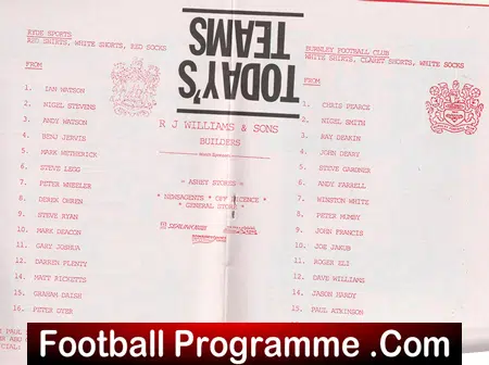 Ryde Sports v Burnley 1990 - Printers Error - Image 3