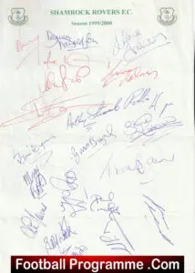 Shamrock Rovers Football Club Multi Autographed Signed Team 1999 – 2000