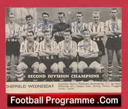 Sheffield Wednesday Football Club Multi Autographed Team Picture 1950s