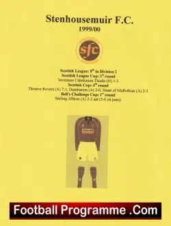 Stenhousemuir Football Club Multi Autographed Signed Team 1999 – 2000