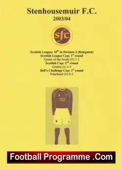 Stenhousemuir Football Club Multi Autographed Signed Team 2003 2004 - football programme