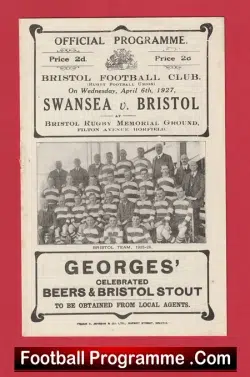Swansea Rugby v Bristol 1927 – Old Antique Rugby Programmes