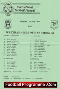 Wrexham v Isle Of Man National XI 1993 – IOM Football Programme
