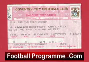 Coventry City v Manchester United 1995 – Match Ticket
