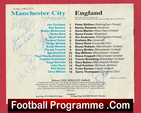 Bill Taylor Testimonial Benefit Memorial Manchester City 1982 - Multi Signed - Image 3