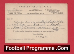 Farsley Celtic Football Club Team Official Players Selection Card 1950 – C16