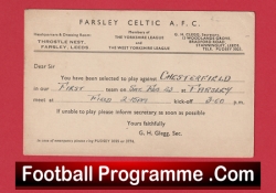 Farsley Celtic Football Club Team Official Players Selection Card 1951 – C19