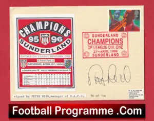 Sunderland Football Club Peter Reid Manager – Signed Autograph FDC 1996