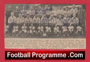 Lincoln City Football Club Multi Autographed Signed Team Picture 1950’s