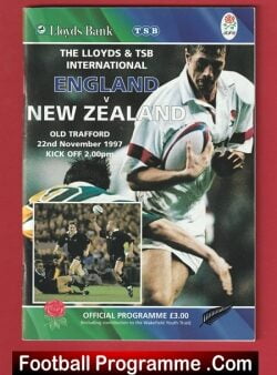 England Rugby v New Zealand 1997 – Old Trafford + Tickets