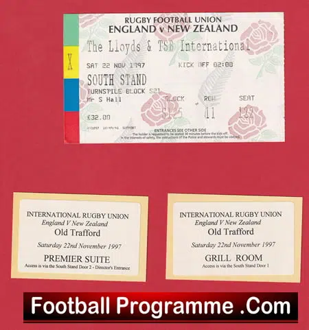 England Rugby v New Zealand 1997 - Old Trafford + Tickets - Image 6