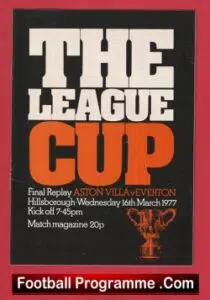 Everton v Aston Villa 1977 – League Cup Final Replay Hillsbrough