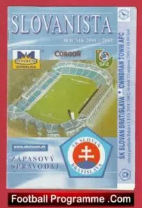 Slovan Bratislava v Cwmbran Town 2001 – Slovakia Plus Match Ticket