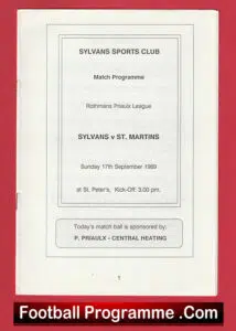 Sylvans Sports Club v St Martins 1989 – at St Peters