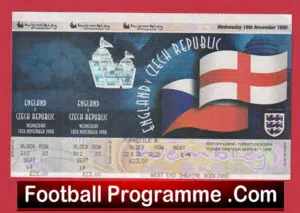 England v Czech Republic 1998 – Football Ticket