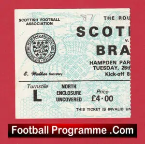 Scotland v Brazil 1987 – Football Ticket
