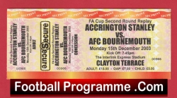 Accrington Stanley v AFC Bournemouth 2003 – FA Cup Replay Ticket