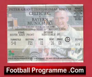 Glasgow Celtic v Bayern Munich 1997 – Ticket Peter Grant Testimonial