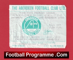 Aberdeen v Glasgow Celtic 1985 – Match Ticket
