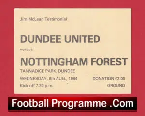 Dundee United v Nottingham Forest 1984 – Football Ticket