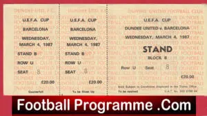 Dundee United v Barcelona 1987 – Full Football Ticket