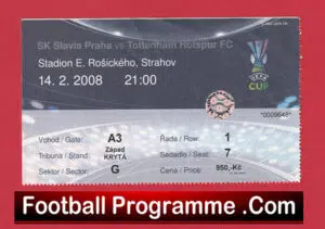 Slavia Prague v Tottenham 2008 – Ticket
