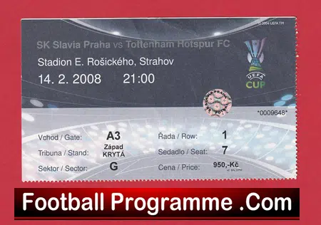 Slavia Prague v Tottenham 2008 - Ticket - Image 2