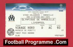 Olympique Marseille v Liverpool 2008 – Ticket France