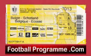 Belgium v Scotland 2001 – Ticket