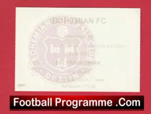 Bohemian v Aberdeen 2007 – Football Ticket