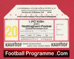 Koln v Nottingham Forest 1979 – Football Ticket