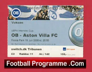 Odense v Aston Villa 2008 – Football Ticket Denmark