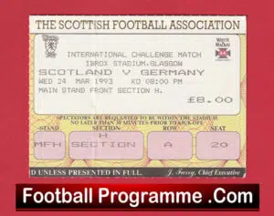 Scotland v Germany 1993 – Football Ticket