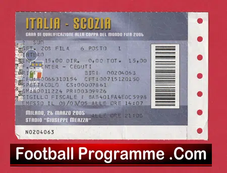 Italy v Scotland 2006 - Football Ticket - Image 2
