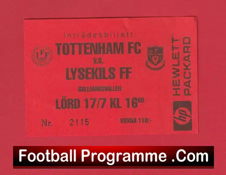 Lysekils FF v Tottenham 1999 - Football Ticket Sweden - Image 2
