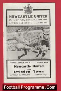 Newcastle United v Swindon Town 1965