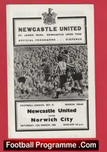 Newcastle United v Norwich City 1965