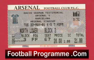 Arsenal v Barcelona 2001 – Football Ticket