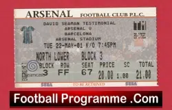 Arsenal v Barcelona 2001 – Football Ticket