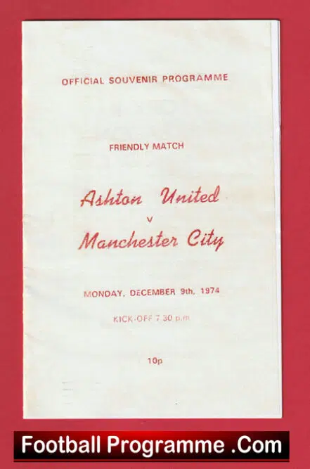 Ashton United v Manchester City 1974 – Friendly Match