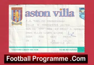 Aston Villa v Manchester United 1994 – Match Ticket
