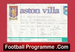 Aston Villa v Manchester United 1994 – Match Ticket