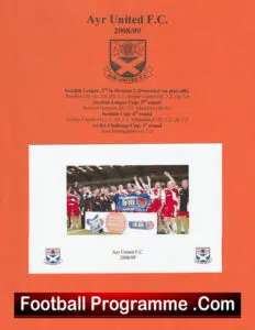 Ayr United Football Club Multi Autographed Signed Sheet 2008 2009