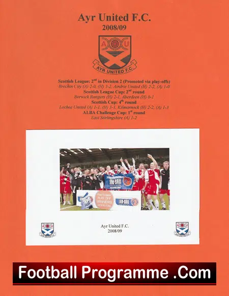 Ayr United Football Club Multi Autographed Signed Sheet 2008 2009 - Image 2