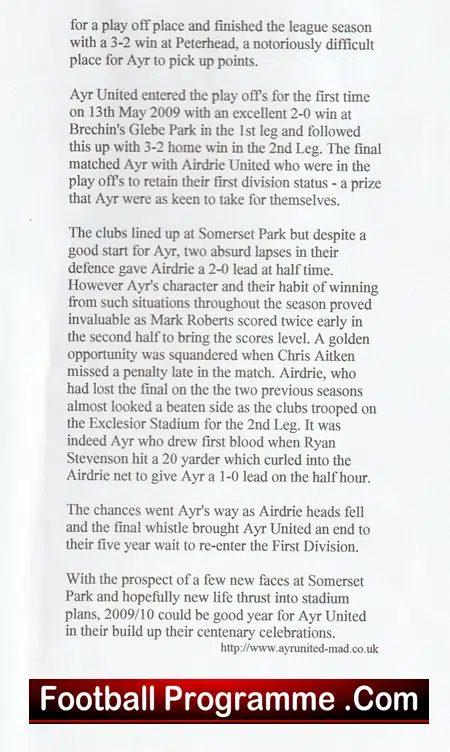 Ayr United Football Club Multi Autographed Signed Sheet 2008 2009 - Image 6