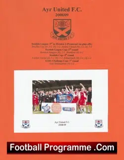 Ayr United Football Club Multi Autographed Signed Sheet 2008 2009