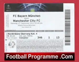 Bayern Munich v Manchester City 2011 – Football Ticket Germany