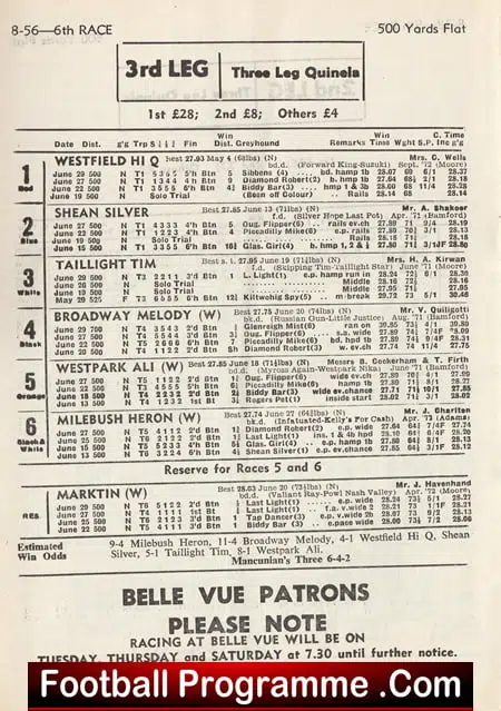 Belle Vue Racecourse Greyhound Racing Programme 1974 - Image 3