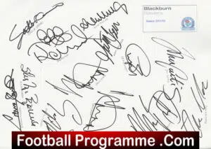 Blackburn Rovers Football Club Multi Autographed Signed Sheet 2001/02